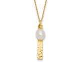 14K Yellow Gold Rice Freshwater Cultured 6-7mm Pearl Drop Pendant Necklace with Chain